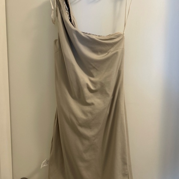 Wish Gold Asymmetrical Ruched Cocktail Dress - Picture 6 of 8